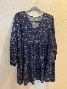 Amazon V-Neck Navy Polka Dot Dress